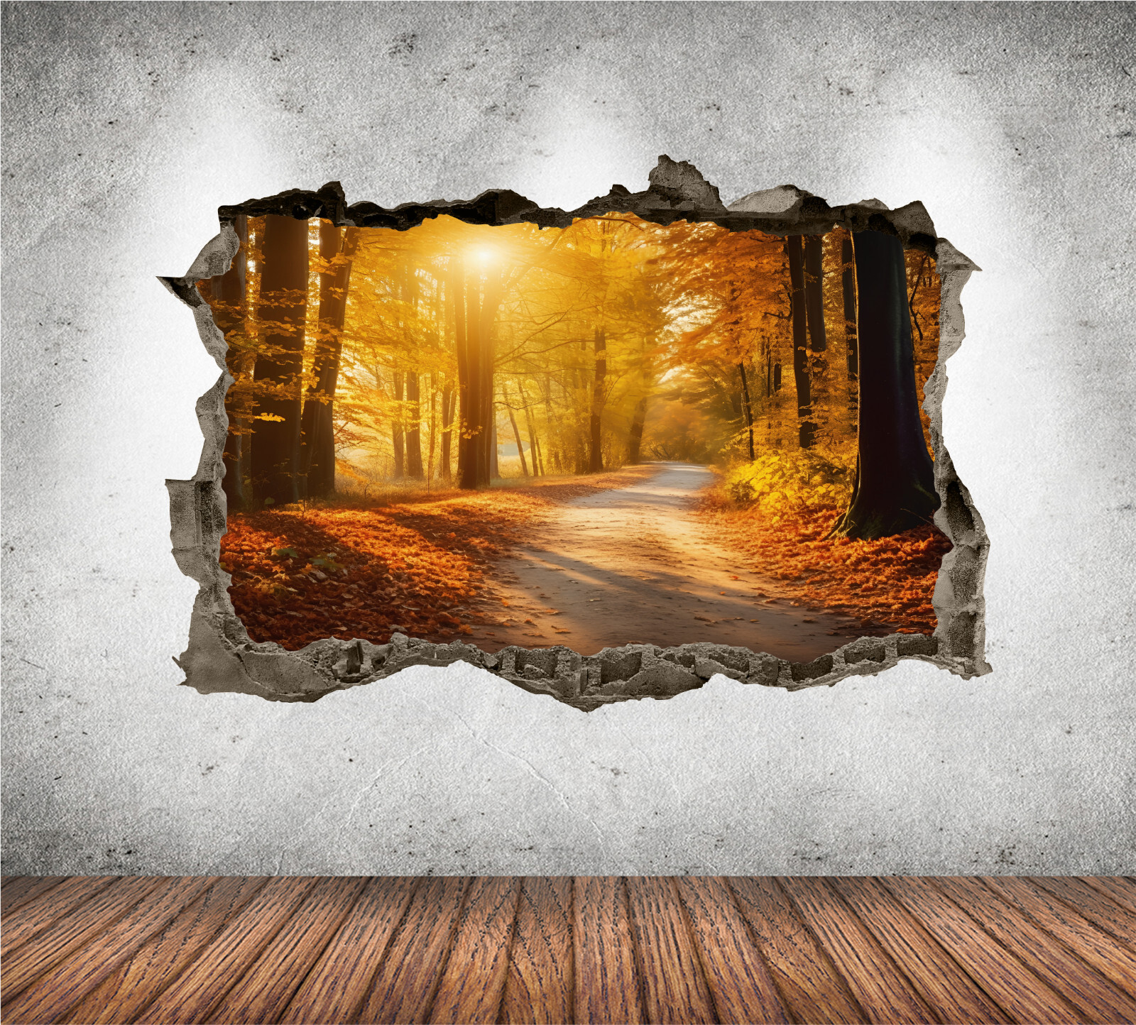 Autumm Forest Wall Decal 3D AI Graphic Sticker Landscape Print Mural KW110