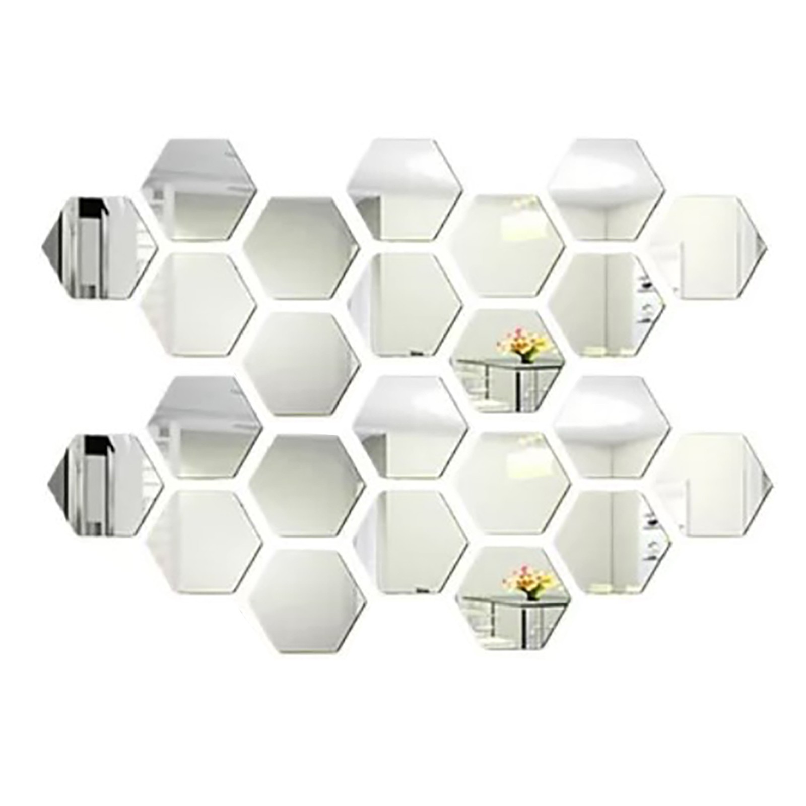 24Pcs Acrylic Mirror Hexagon Wall Sticker Art DIY Decorative for Home Bedroom