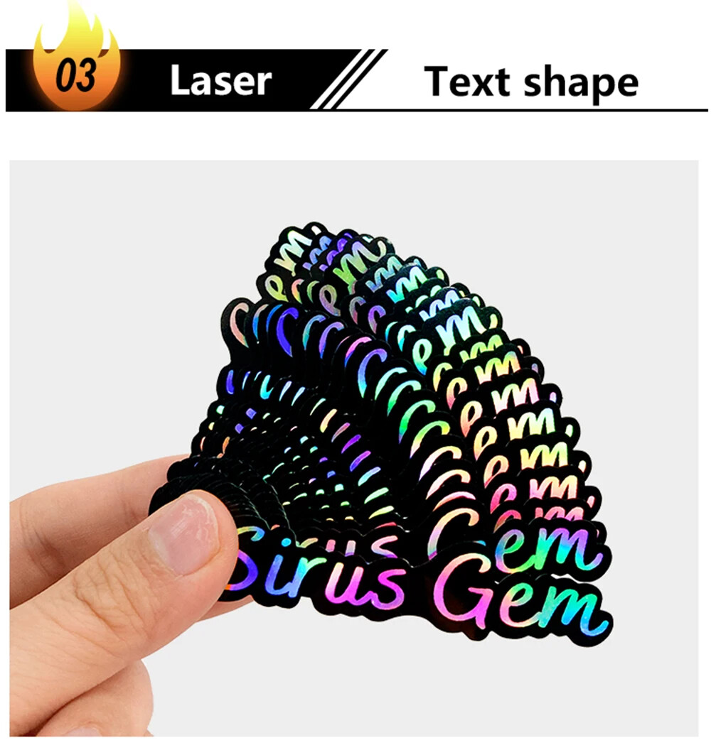 100 Holographic Stickers Custom Logo Name Waterproof Laser Silver Die Cut Vinyl