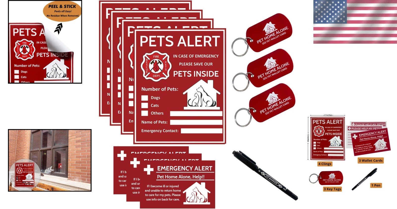 Custom Pet Inside Stickers with Wallet Cards for Emergency Situations – 11 Count