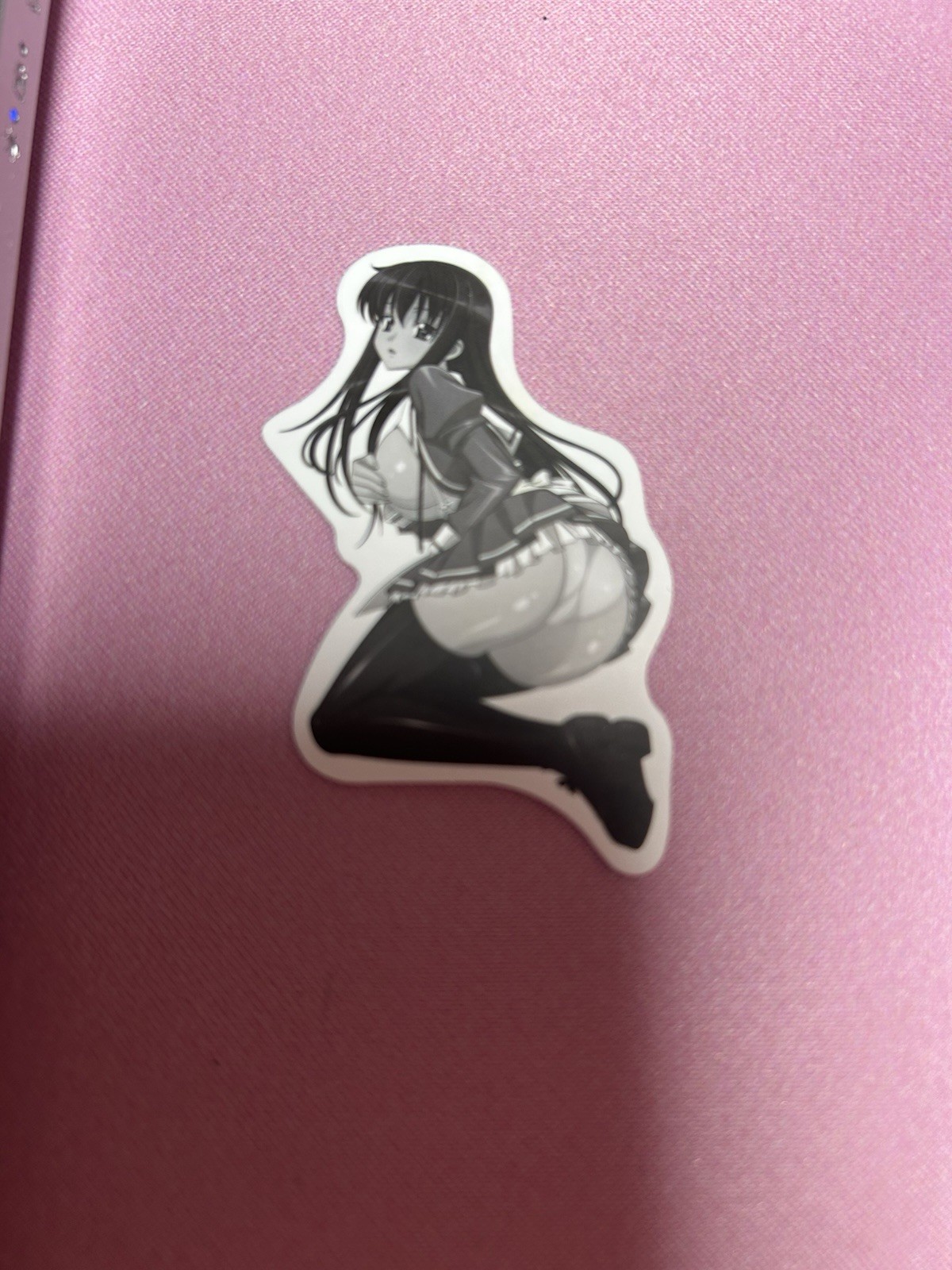 black and white waifu lewd fantasy girl sticker #16