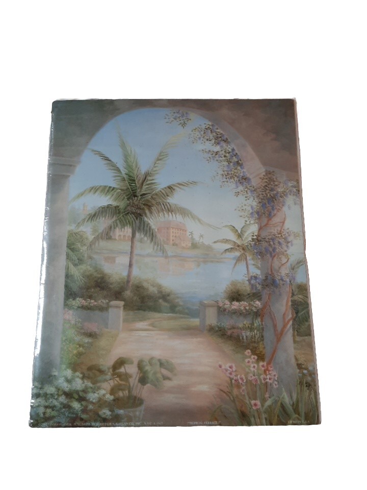 Vivian Flasch Print 2002 "Tropical Terrace 1" Home Decor. Art