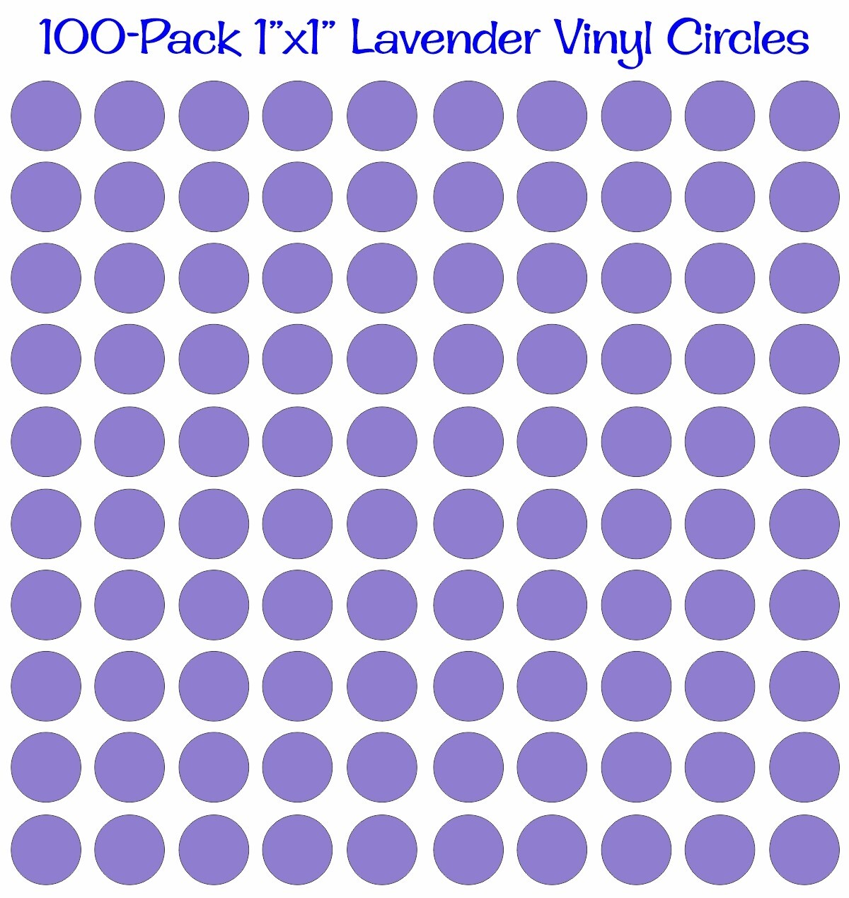 100 pack 1"x1" Diameter Round Lavender Vinyl Circles / Polka Dots Decals 1×1