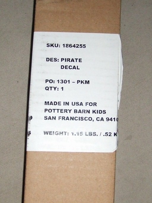 Pottery Barn Kids Pirate Ship Wall Mirror Decals Set of 13 New in Tube and Box!