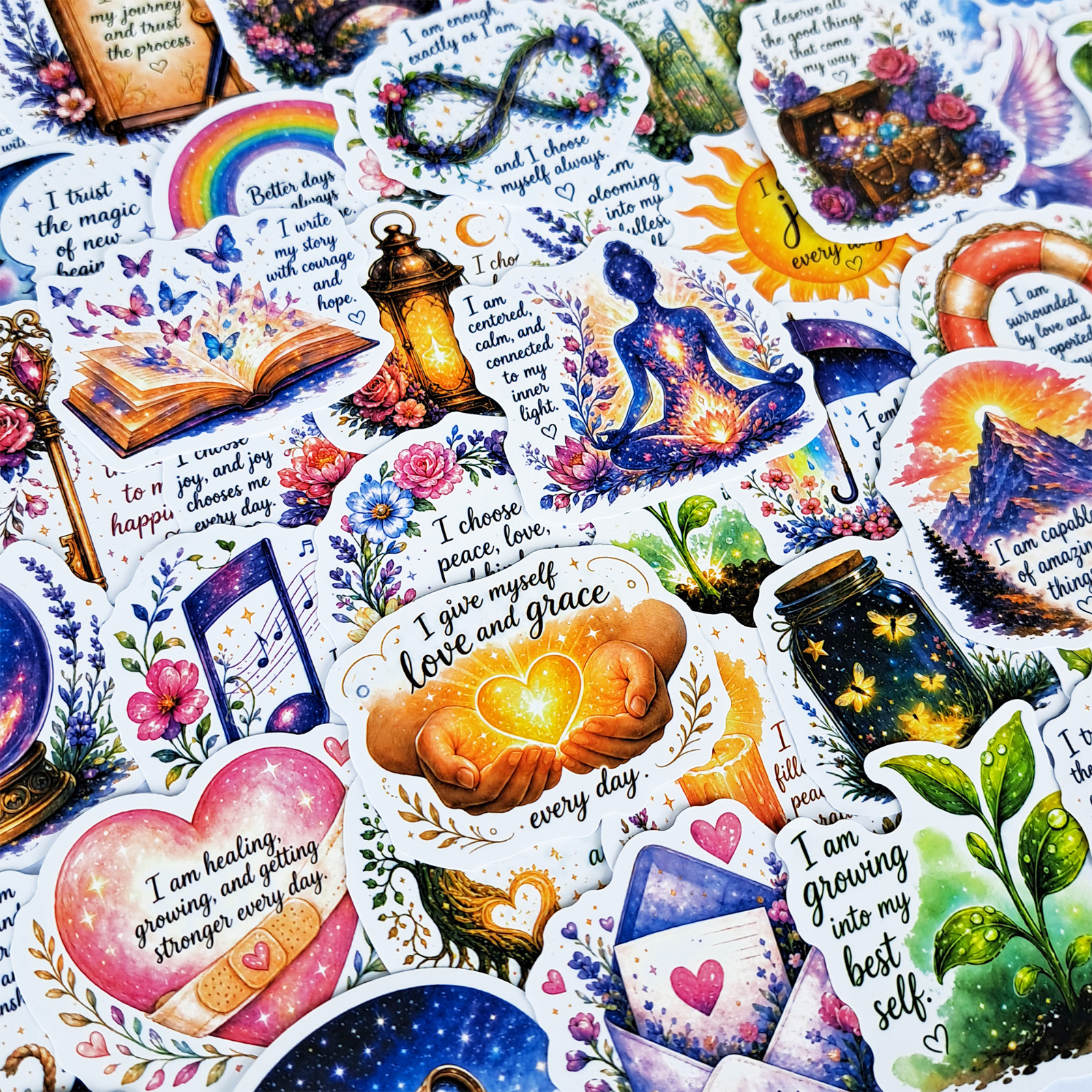 50 PCS Positive Affirmation Sticker Pack Inspirational Quotes Self Love Wellness
