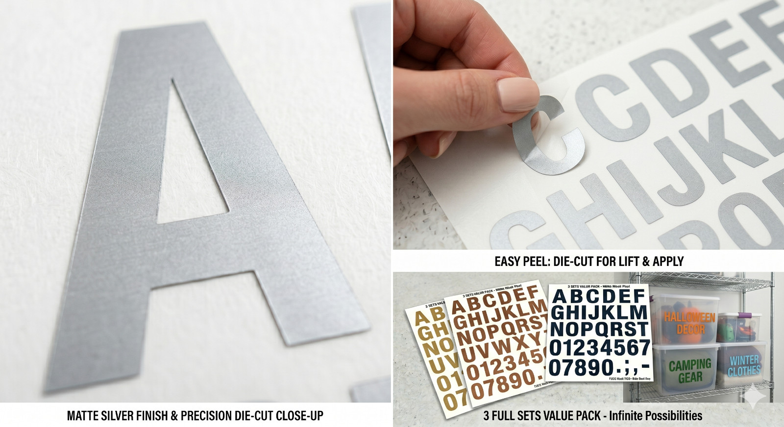 3 Sets Alphabet Letter Decals Sticker Window Door Wall Car mail box