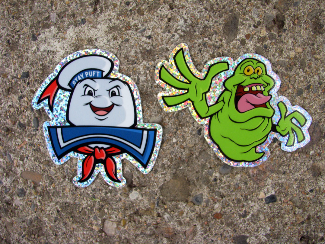 Stay Puft Slimer Glitter Sticker Set Ghostbusters Marshmallow Man Decal 3"