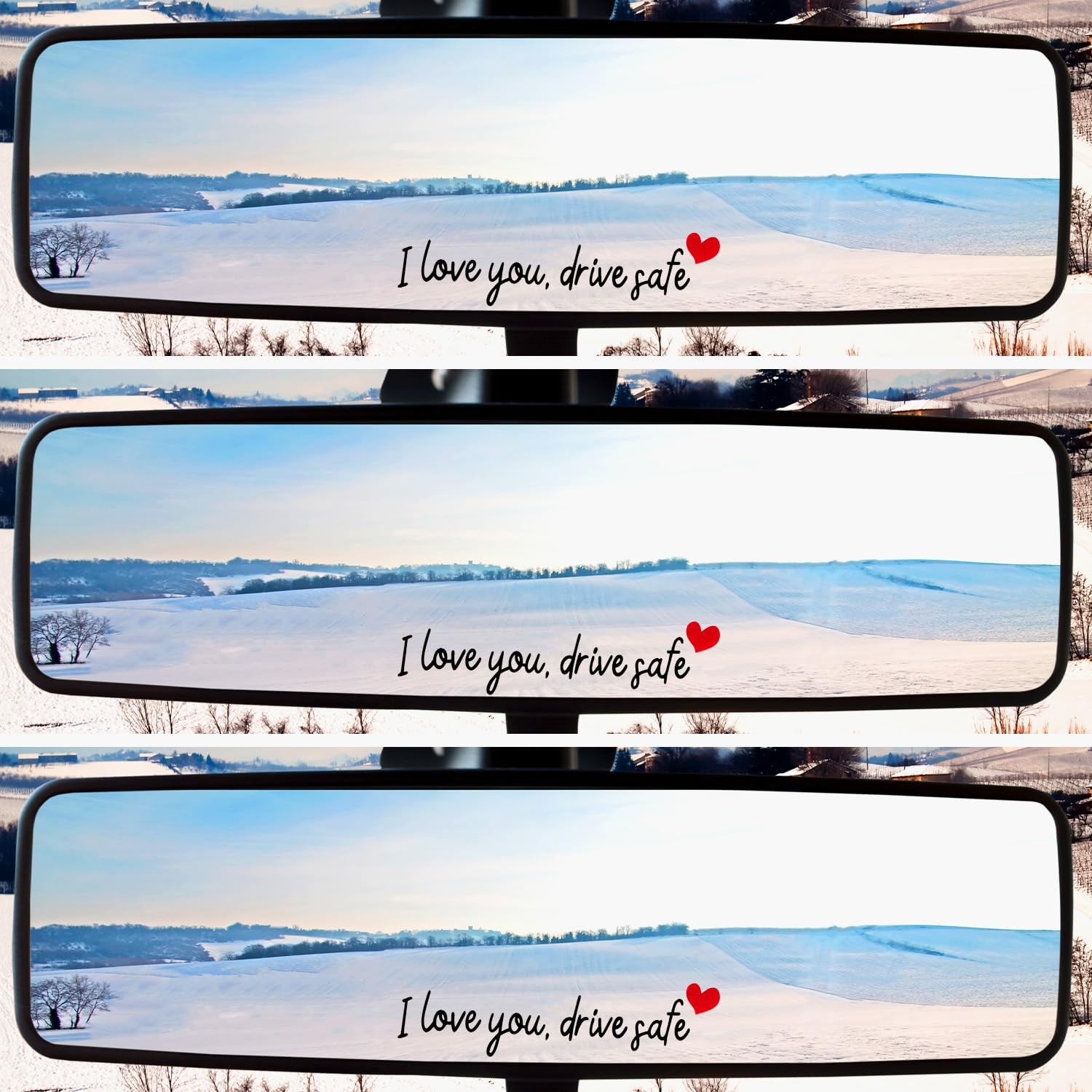 Share 3pcs I Love You Drive Safe Mirror Stickers, Cute Car Rear Black