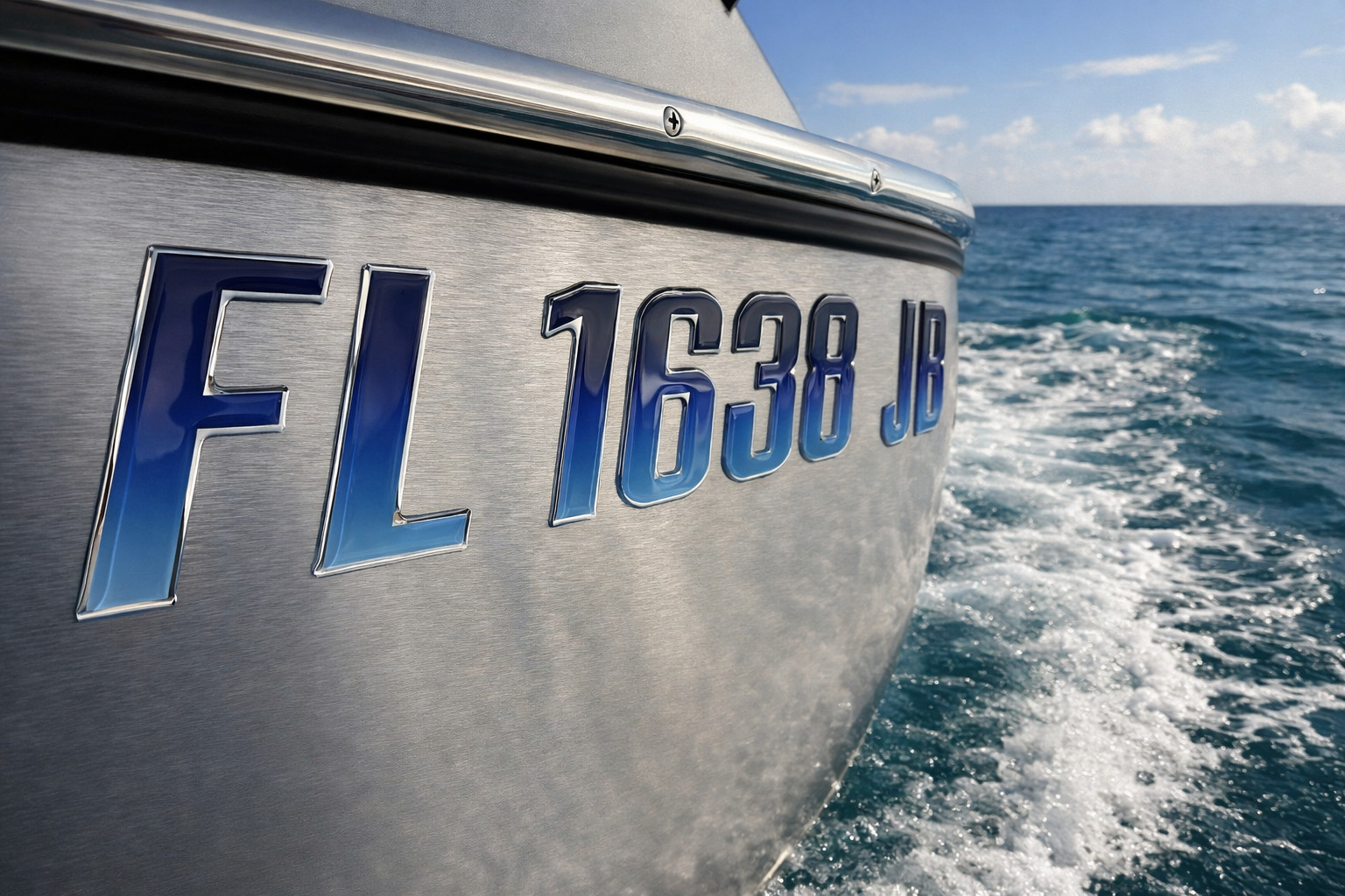 BLUE RAISED BOAT REGISTRATION NUMBERS • 3D DOMED DECALS • BOAT & JET SKI • WATER