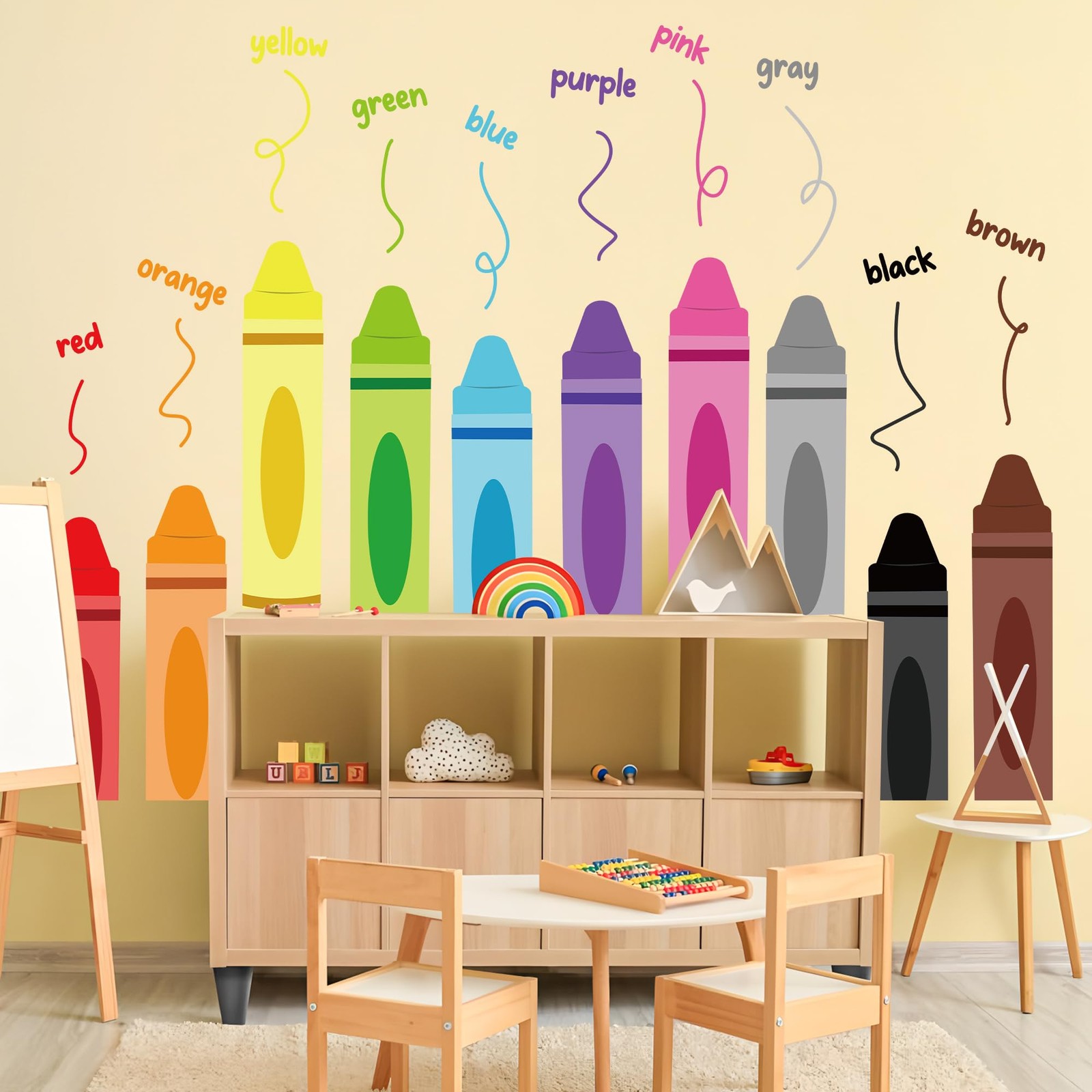 Colorful Crayon Wall Decals Color Crayon Wall Stickers Peel and Stick Crayons…