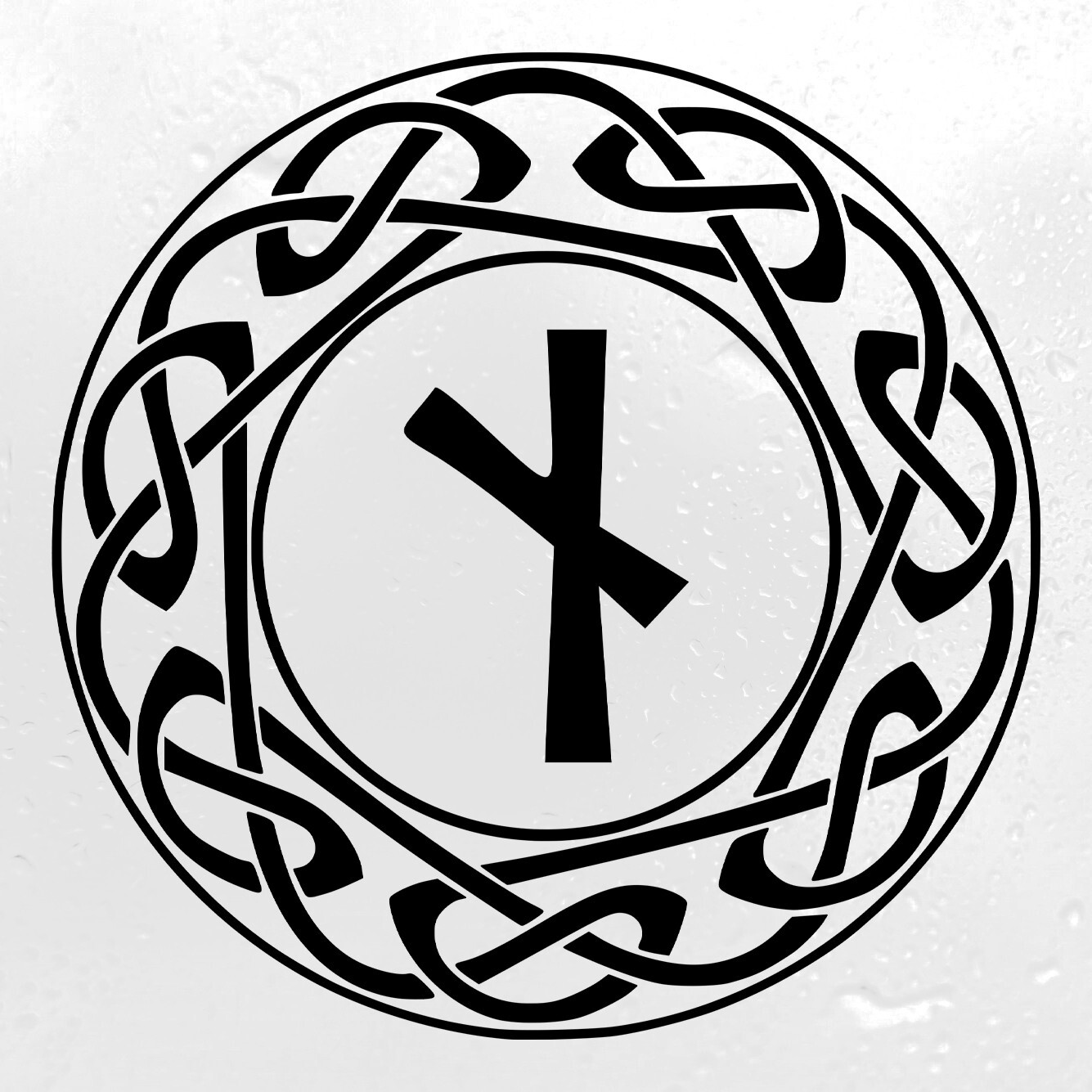 Celtic Knot Circle with Nauthiz Viking Rune Vinyl Decal | Survival Knotwork