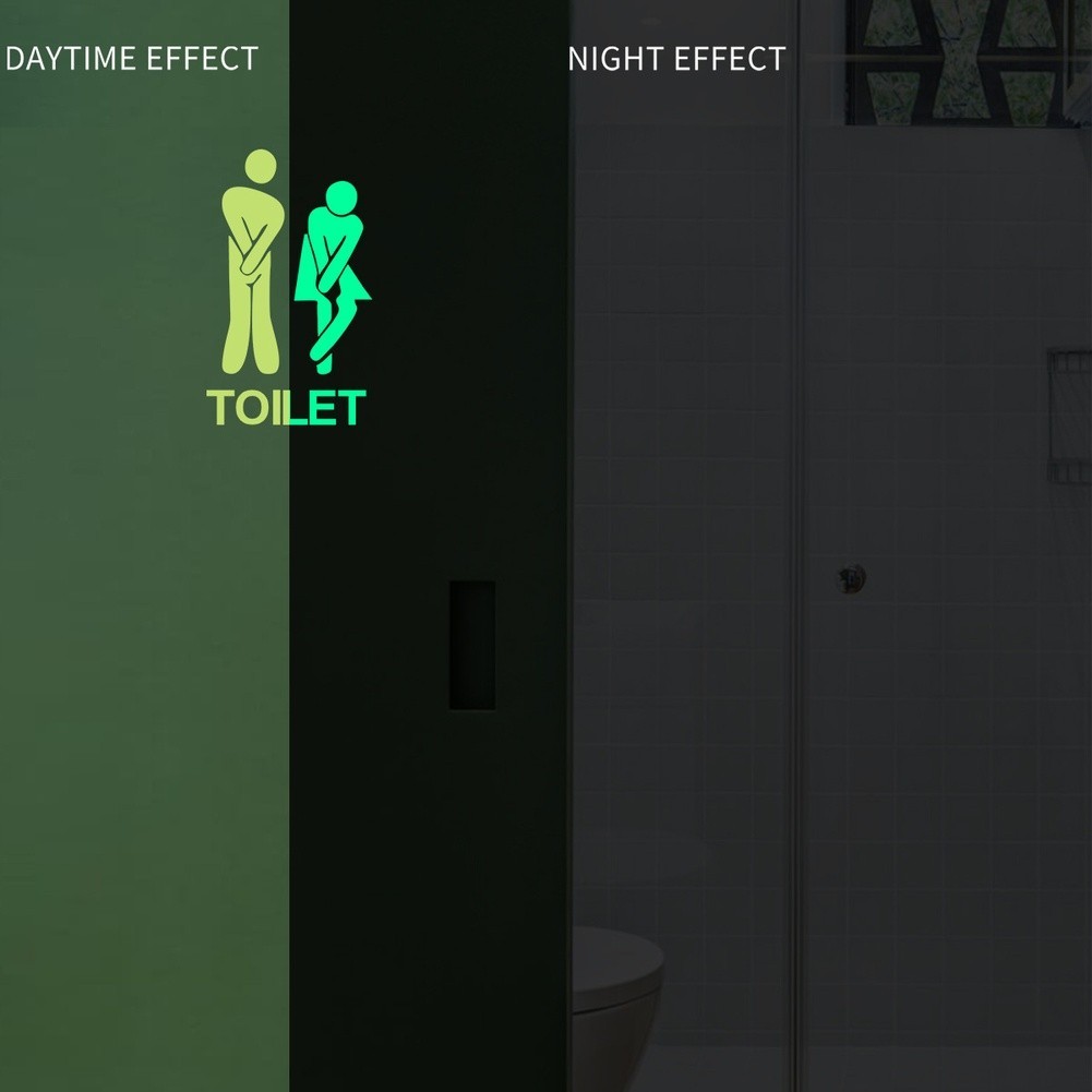 Reusable Glow in the Dark PET Decal 20 x 13 cm Bathroom Toilet Door Sticker