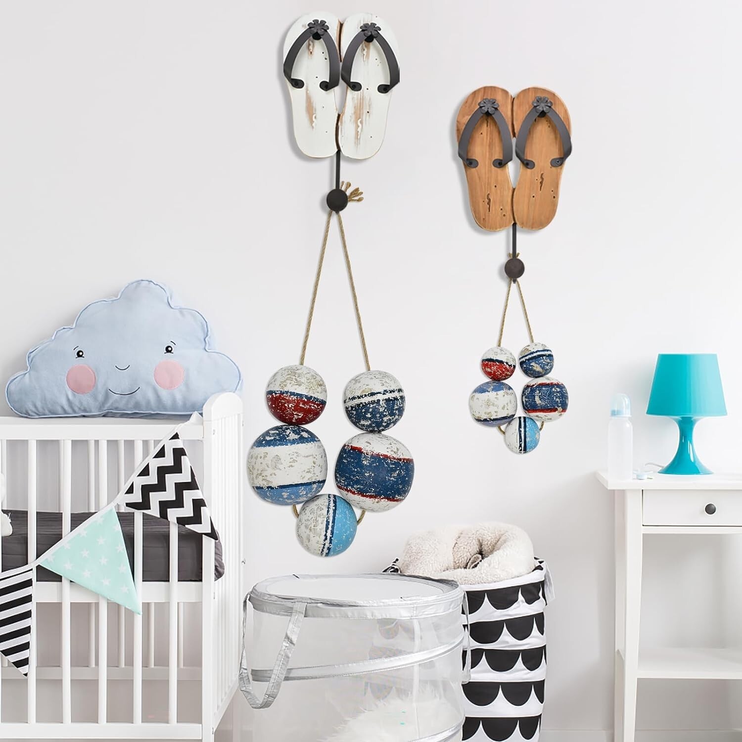 Nautical Decor Wood Wall Art Decorative Buoy Beach-Themed Ocean Coastal Decorati