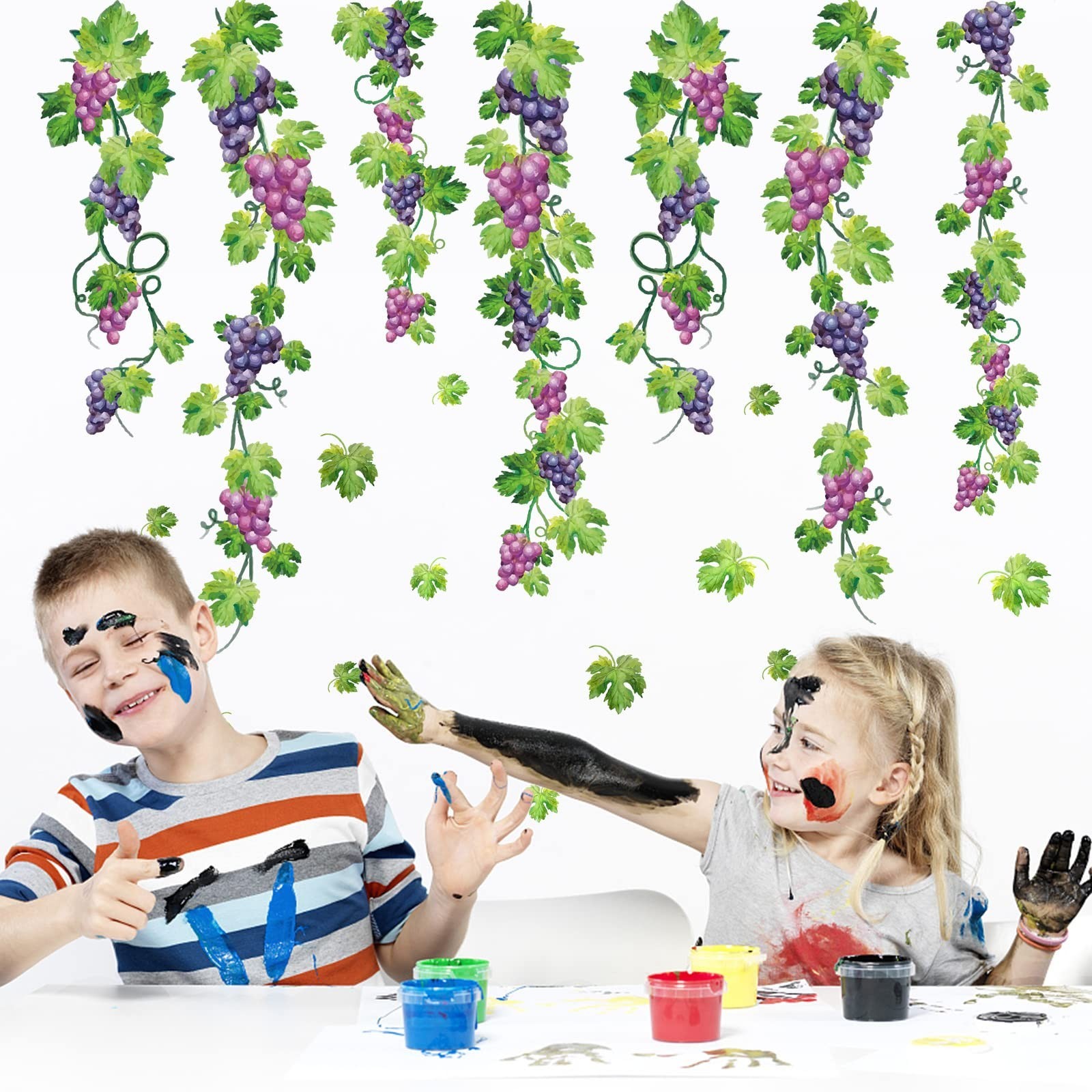 SUPERDANT Colorful Grapes Vine Wall Decor Grapes Fruits Wall Sticker Peel and…