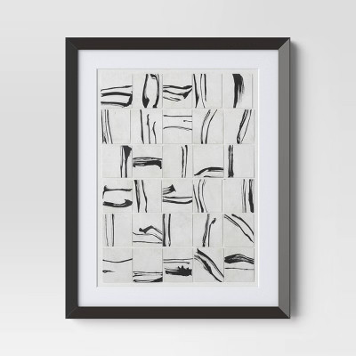 (Set of 2) 16"x20" Patterned Lines Abstract Framed Arts Black – Threshold