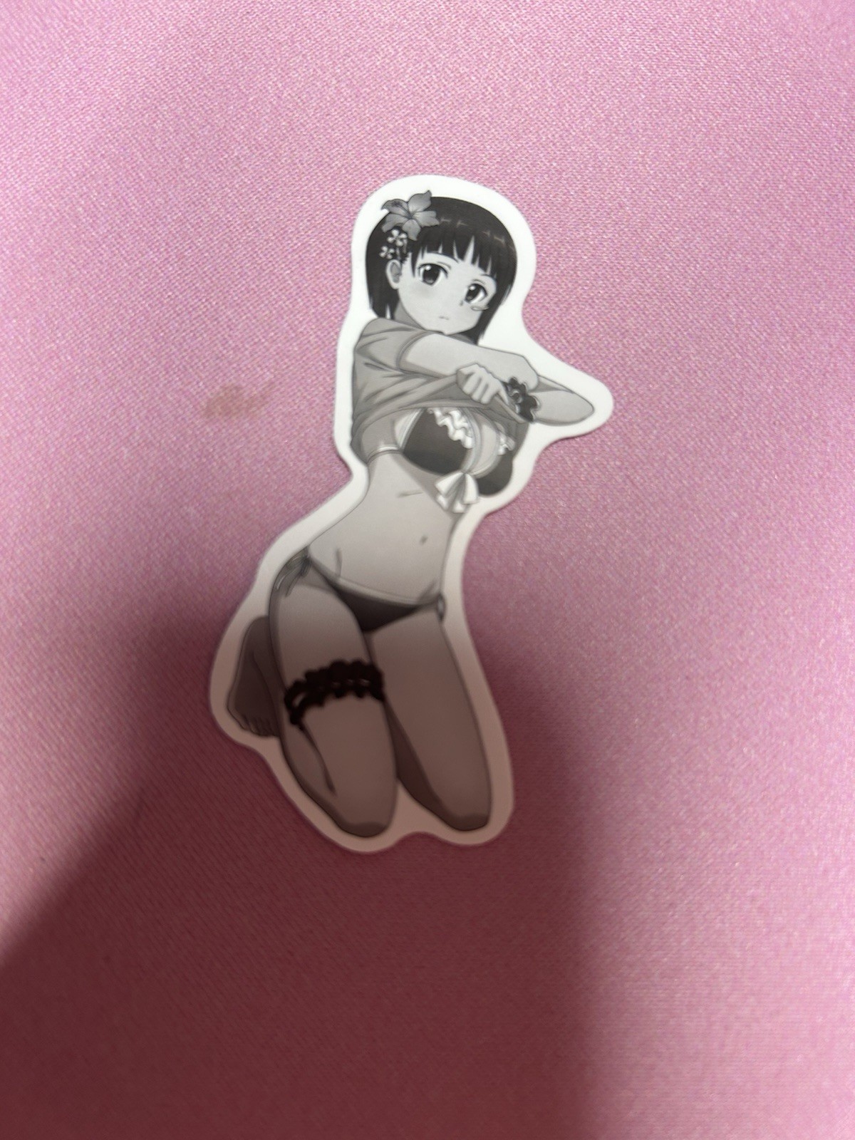 black and white waifu lewd stickers #14