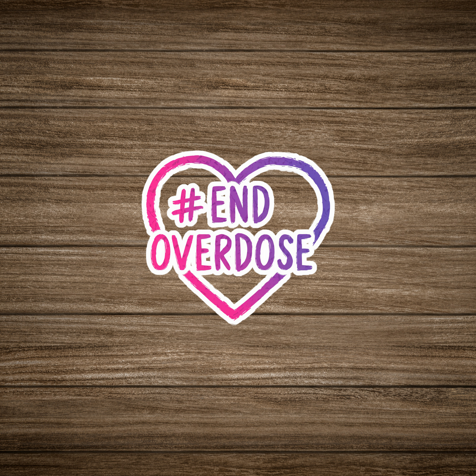 End Overdose Awareness Heart Sticker – Harm Reduction Advocacy Support #3005
