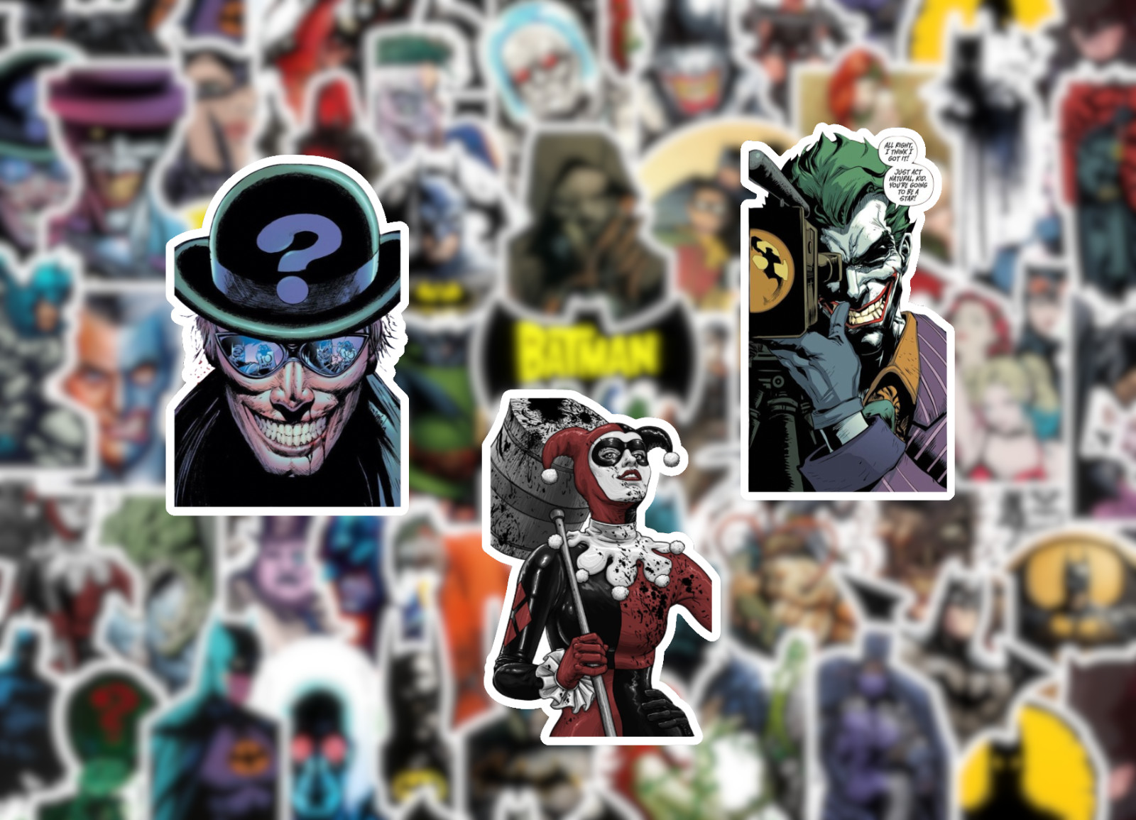 25/50 Batman Sticker Pack – Waterproof Vinyl – Joker Harley Quinn Riddler