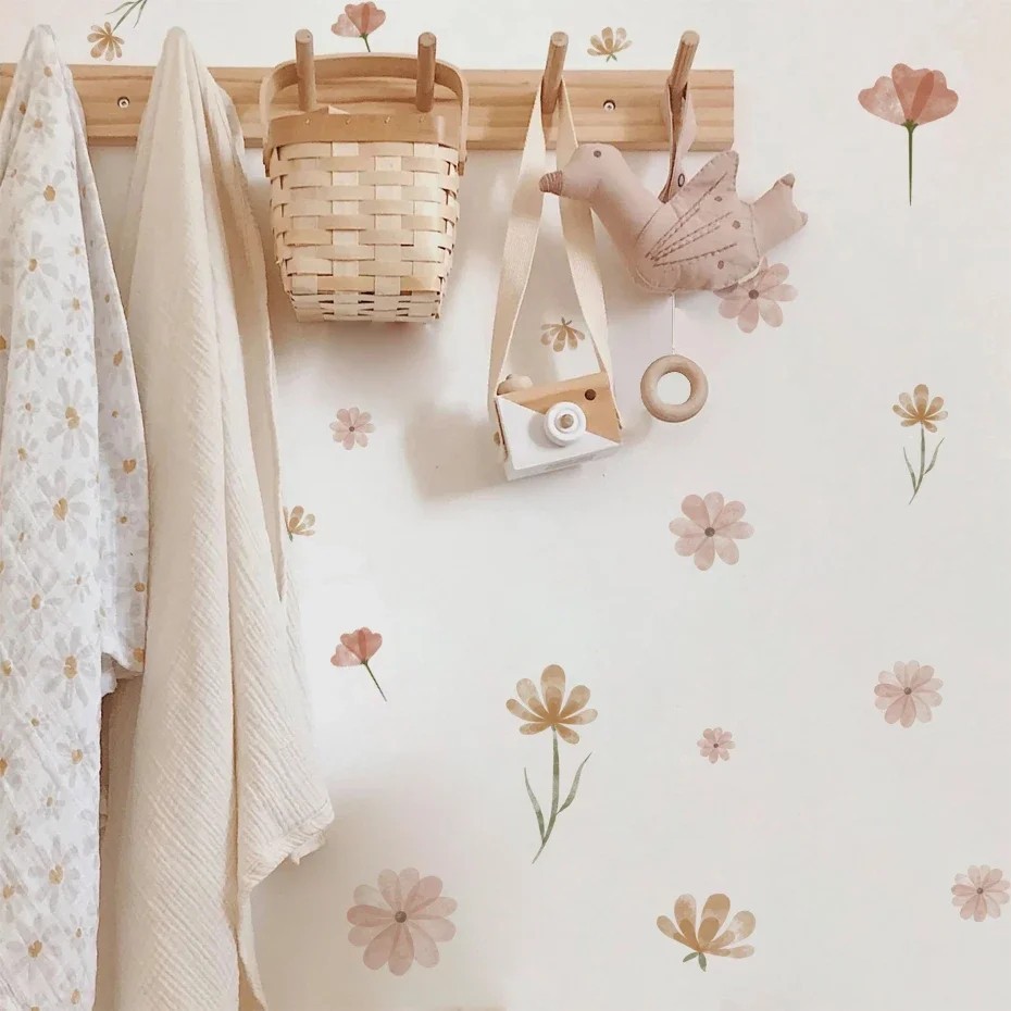 Boho Watercolor Flower Wall Stickers Removable Decals Bedroom Back to School