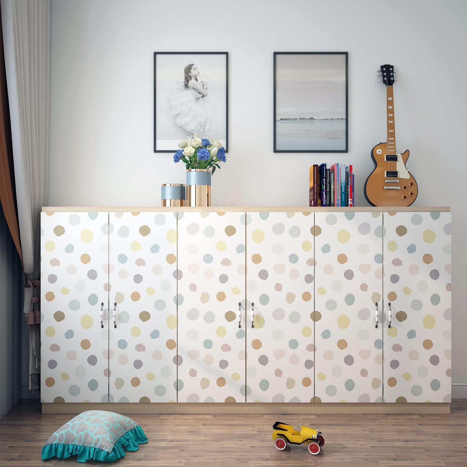 Kids Wallpaper Peel and Stick Colorful Polka Dot Wallpaper 17.5"x120" Self Ad…