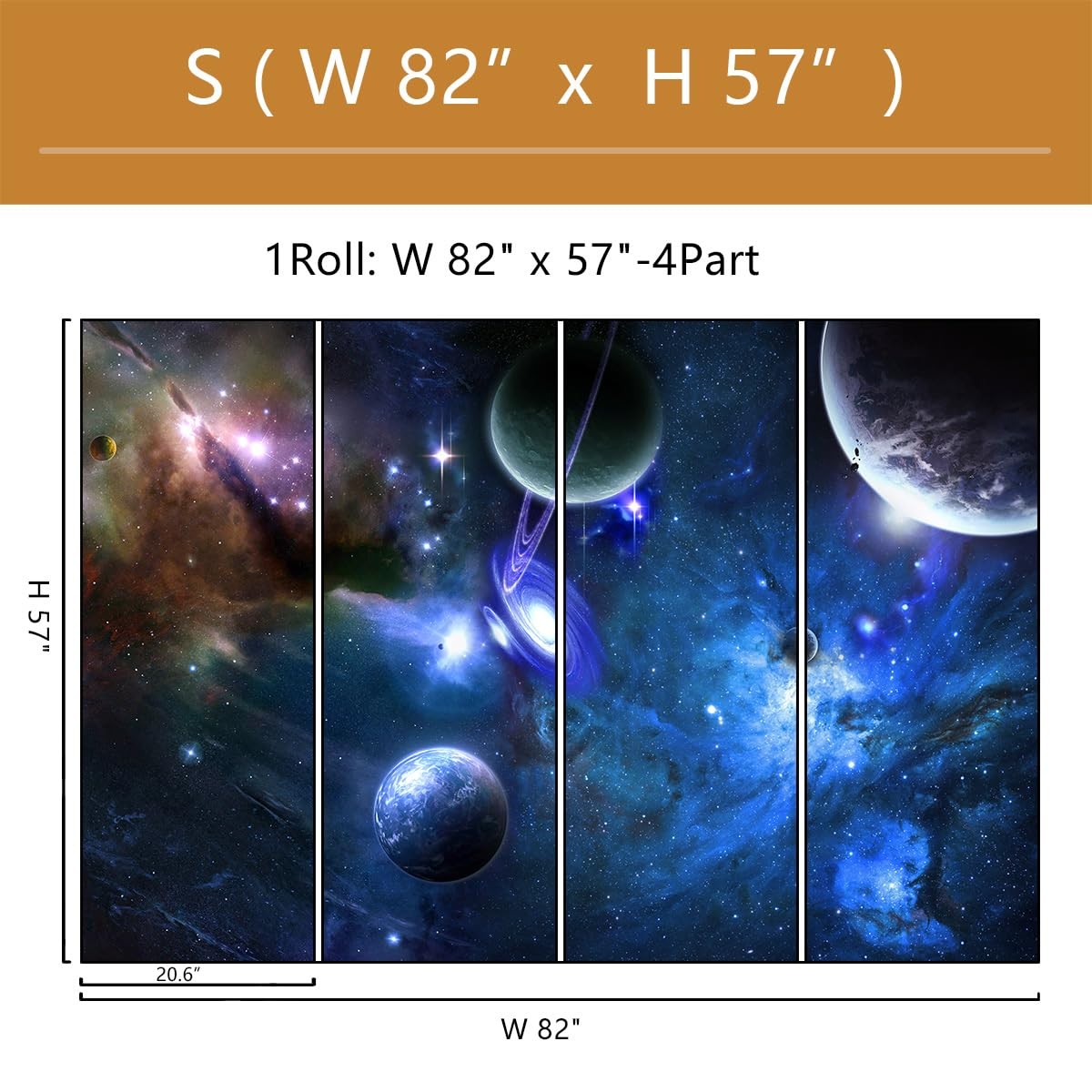 TUNDJ Galaxy Planet Wallpaper Mural Peel and Stick for Ceiling 82"x57"