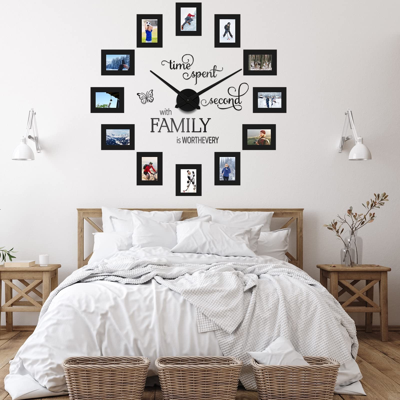 Sratte 3D Large Family Collage Photo DIY Wall Clock, 5 Inch Paper Photo Frame…