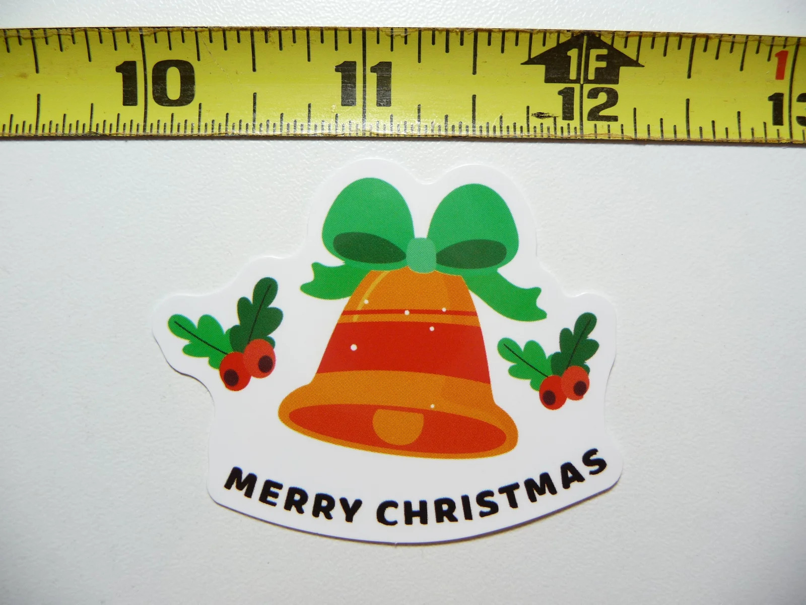 MERRY CHRISTMAS BELL HOLLY SMALL STICKER DECAL WINTER HOLIDAYS CHRISTIAN FUN