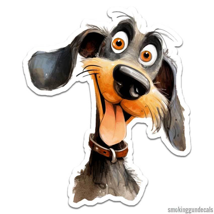 Happy Dog Mutt, Vinyl Decal Sticker, Indoor Outdoor, 3 Sizes, #12353