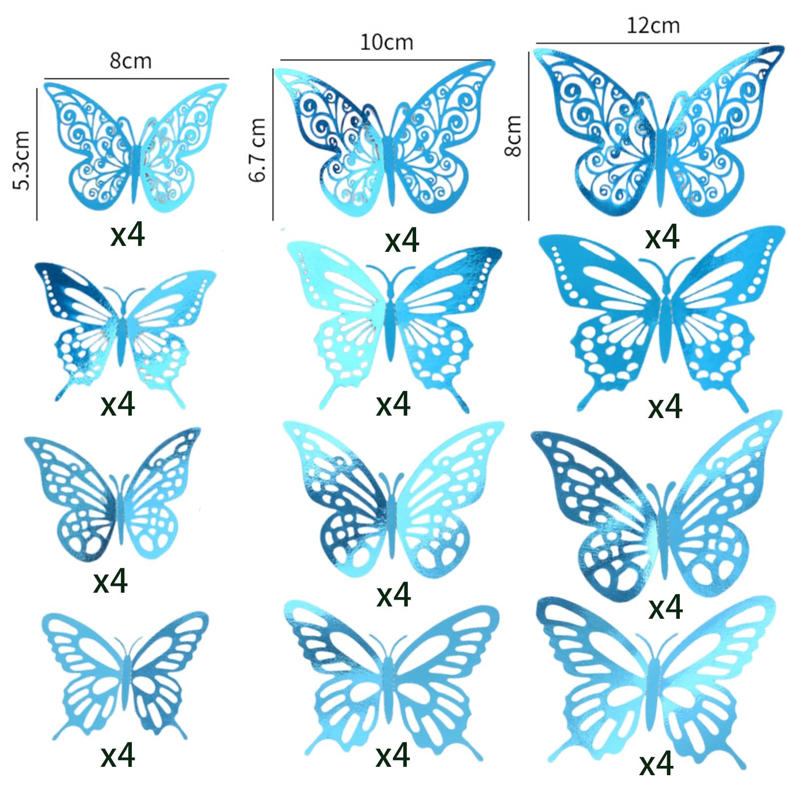 48Pcs 3D Butterfly Wall Decor – 3 Sizes, 4 Styles Decorations for Party, Birt…