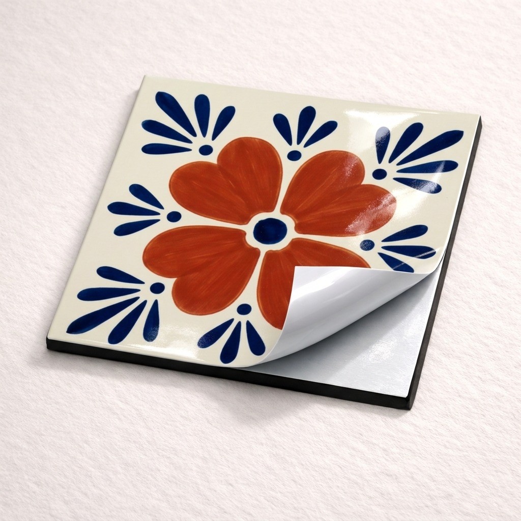 Peel and Stick Tile Stickers Terracotta Blue Mexican Talavera Kitchen Backsplash