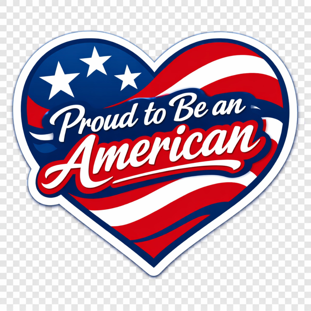 3 inch Proud To Be An American Heart USA Flag Vinyl Sticker Patriotic