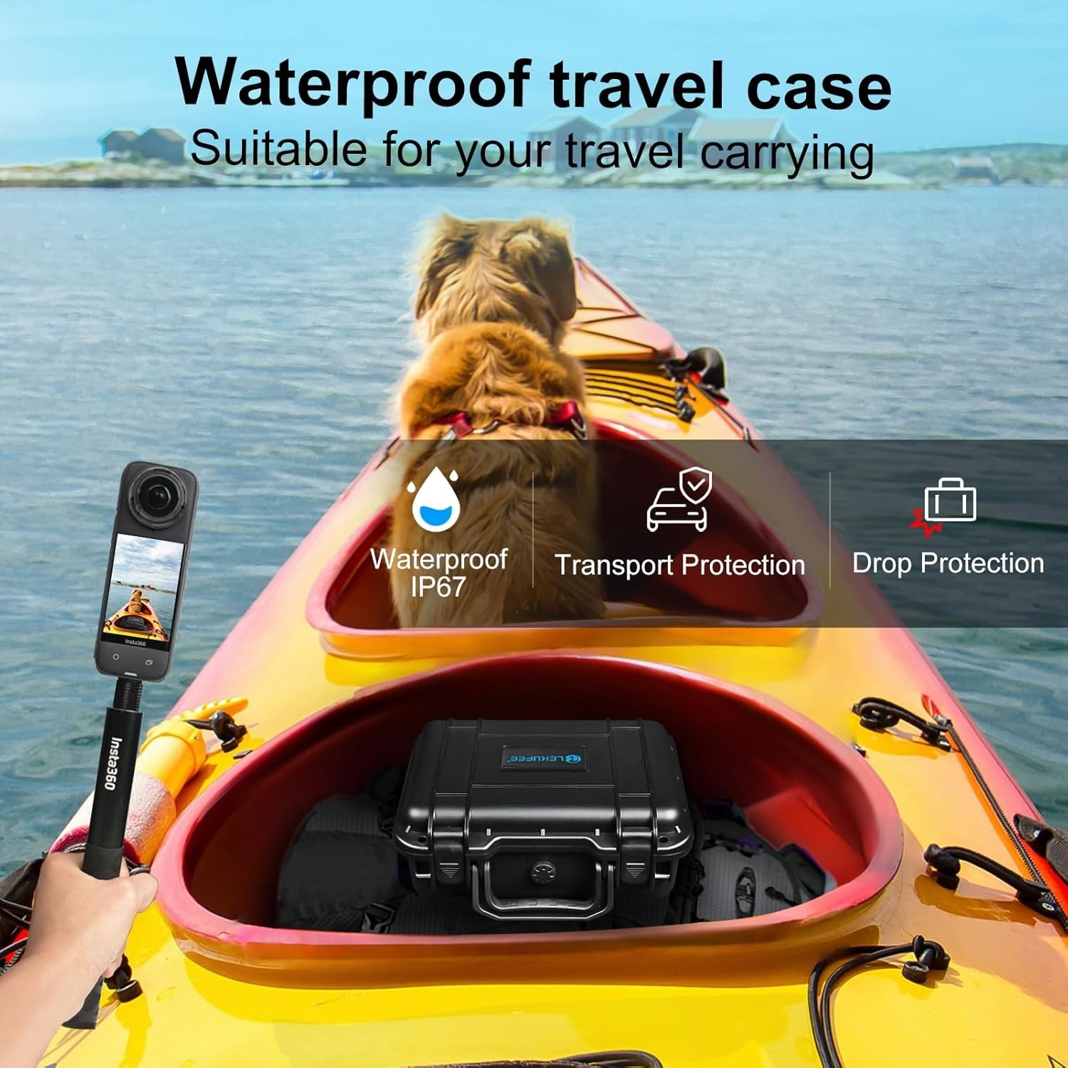 Waterproof Hard Case for Insta360 X5 X4 X3 Action Camera & Accessories – 4x Batt
