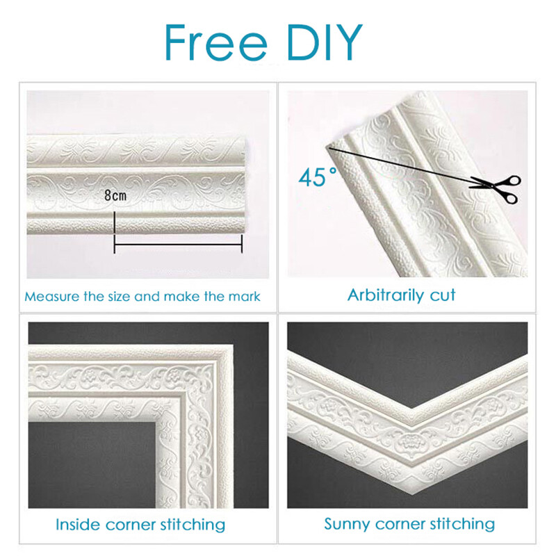 15ft Waterproof 3D Wall Border Wall Paper Decor Sticker Self-adhesive Home DIY