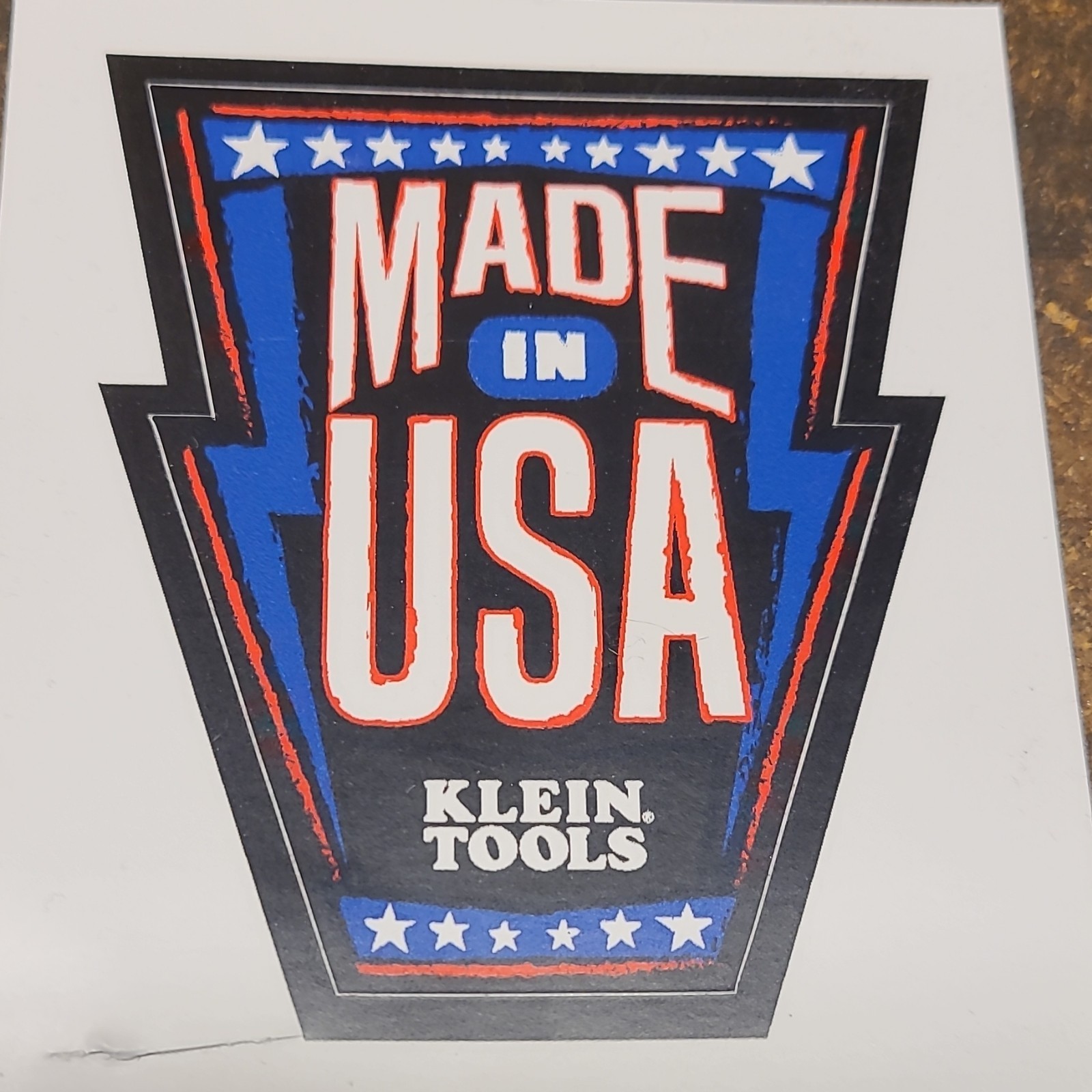 Klein Tools Vinyl Sticker Shield Patriotic Black Blue Red White Made in USA