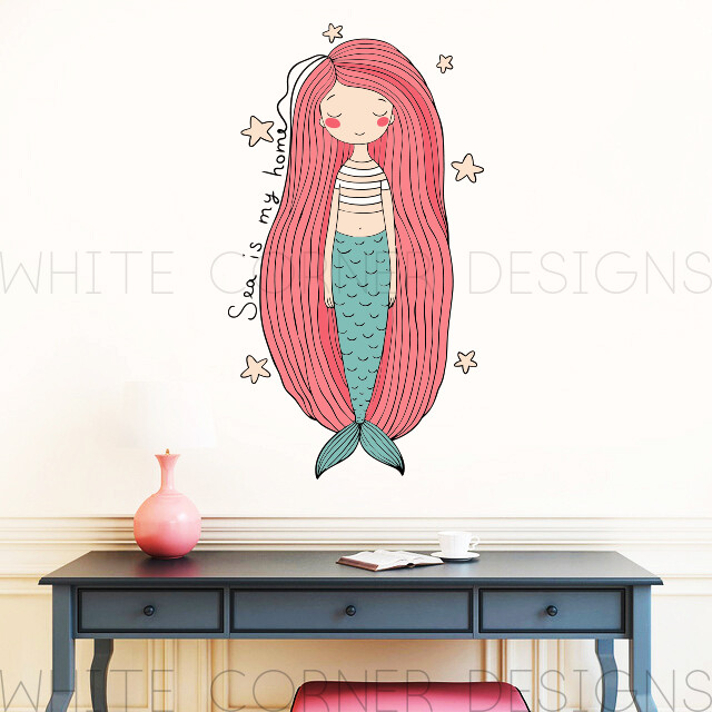Multi-colored Mermaid Wall Decal – Kids Room Decal, Nursery Decal, Wall Sticker
