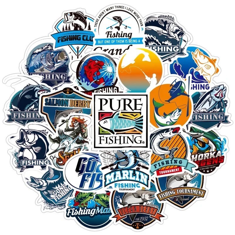 20 Random Fishing Sport Stickers Recreation Boat Decals Hydro Yeti Free Shipping