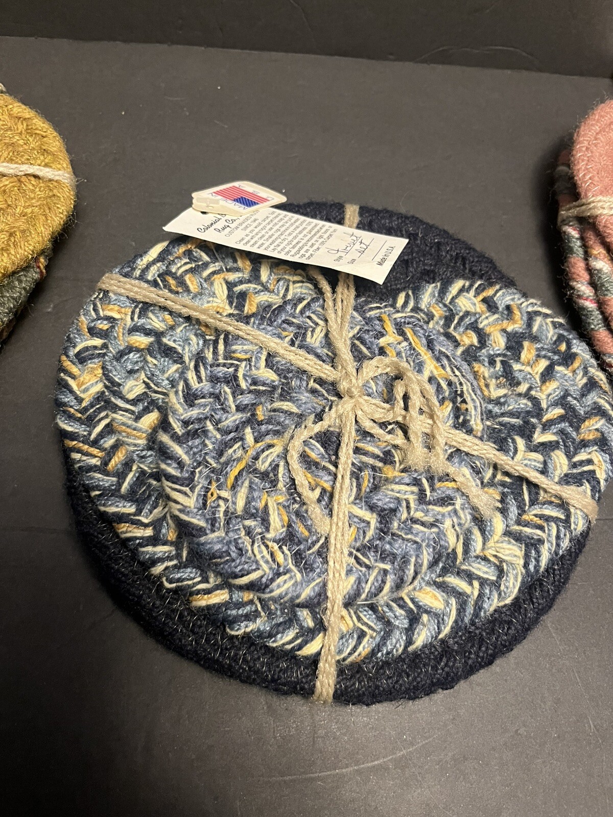 Braided Jute Coasters – Lot Of 3 Mixed Lot Heart Circle Shaped *NEW*