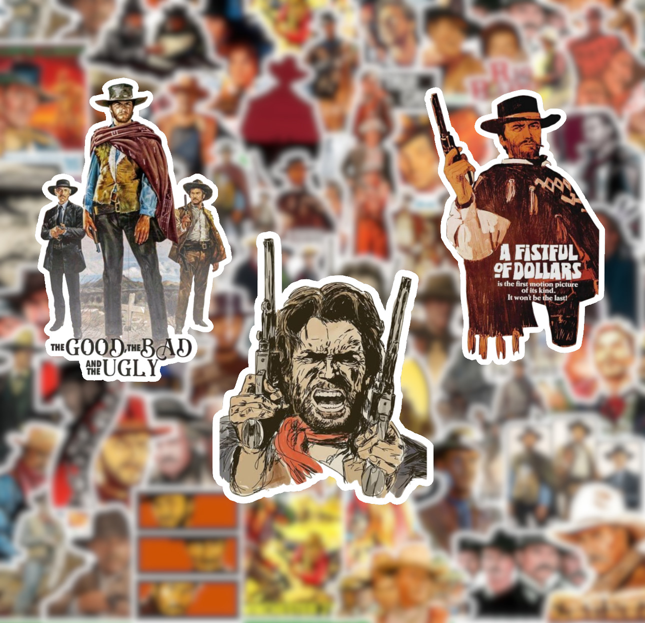 25/50 Western Movie Sticker Pack-Matte Vinyl- Eastwood Good Bad Ugly John Wayne