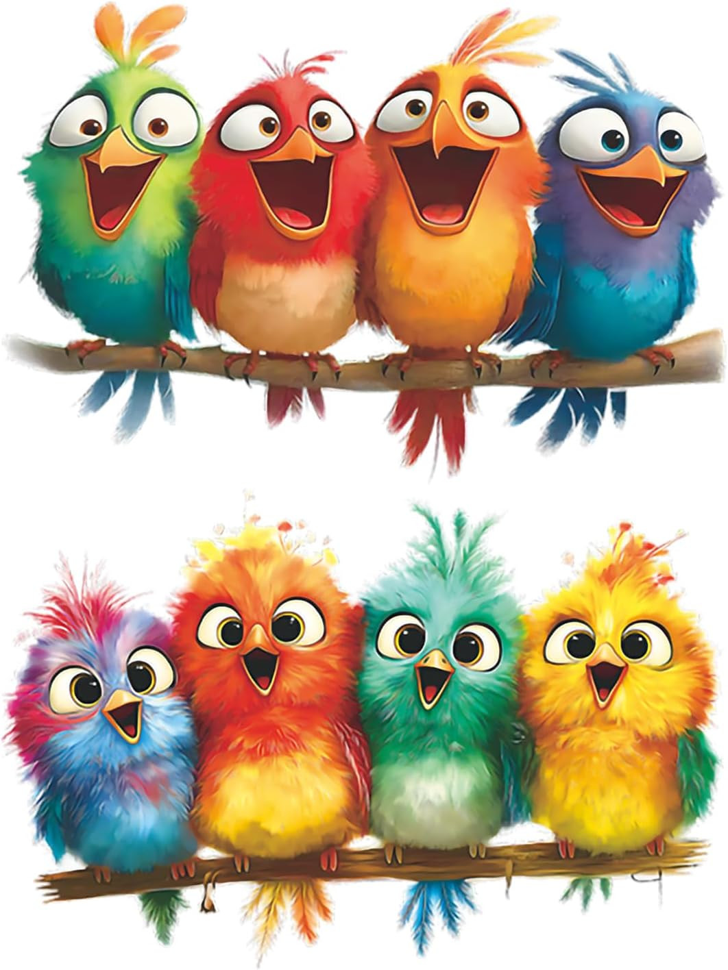 2 Pack Funny Birds Wall Stickers – Vinyl Art Mural for Home Decor