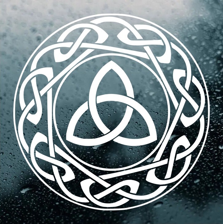 Celtic Knot Circle with Trefoil Vinyl Decal | Triquetra Trinity Knot | Die Cut