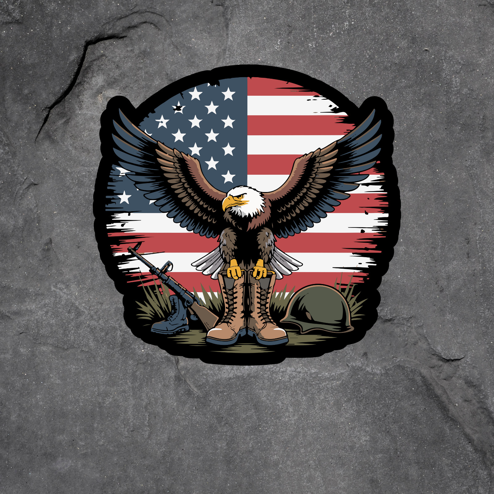 Patriotic Sticker Vinyl Decal American Flag Eagle Military USA Veteran Pride