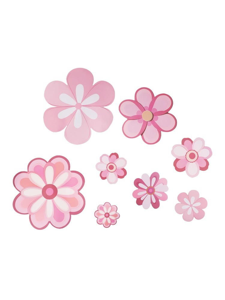 Set of 8 Floral Wall Decals for Living Spaces Waterproof and Removable