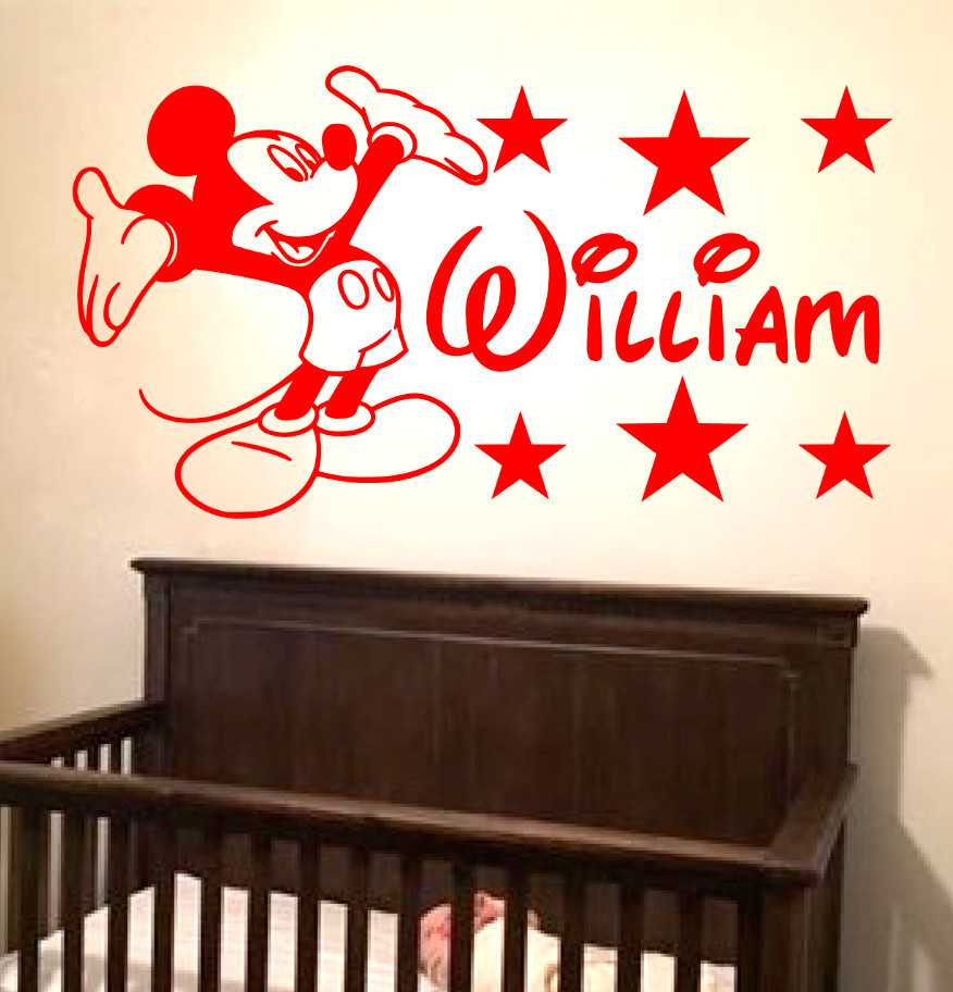 MICKEY MOUSE STARS PERSONALIZED NAME LG WALL VINYL DECAL STICKER COLOR CHOICES