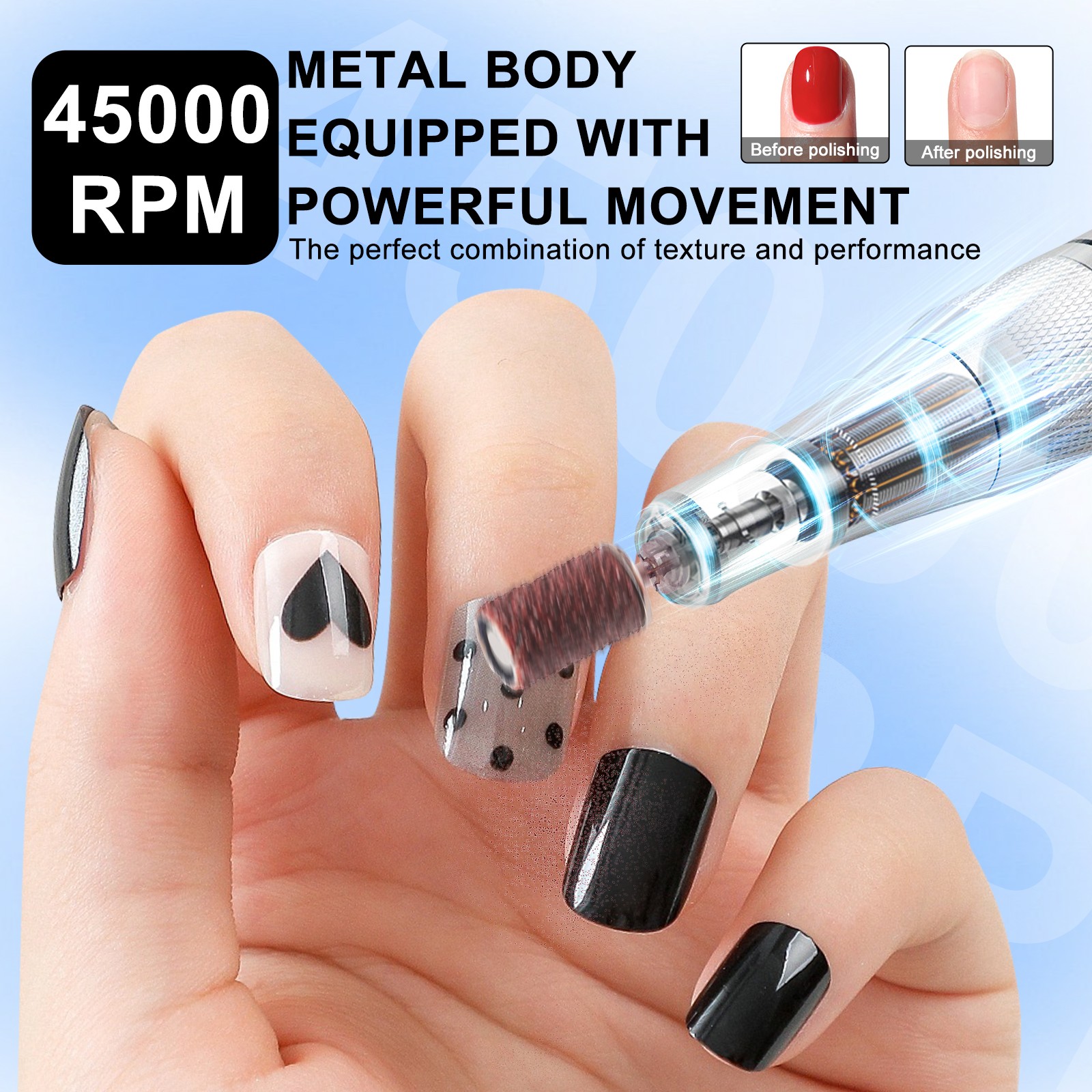 Professional Electric Cordless Nail Drill File-Glitter Portable Cordless E-File