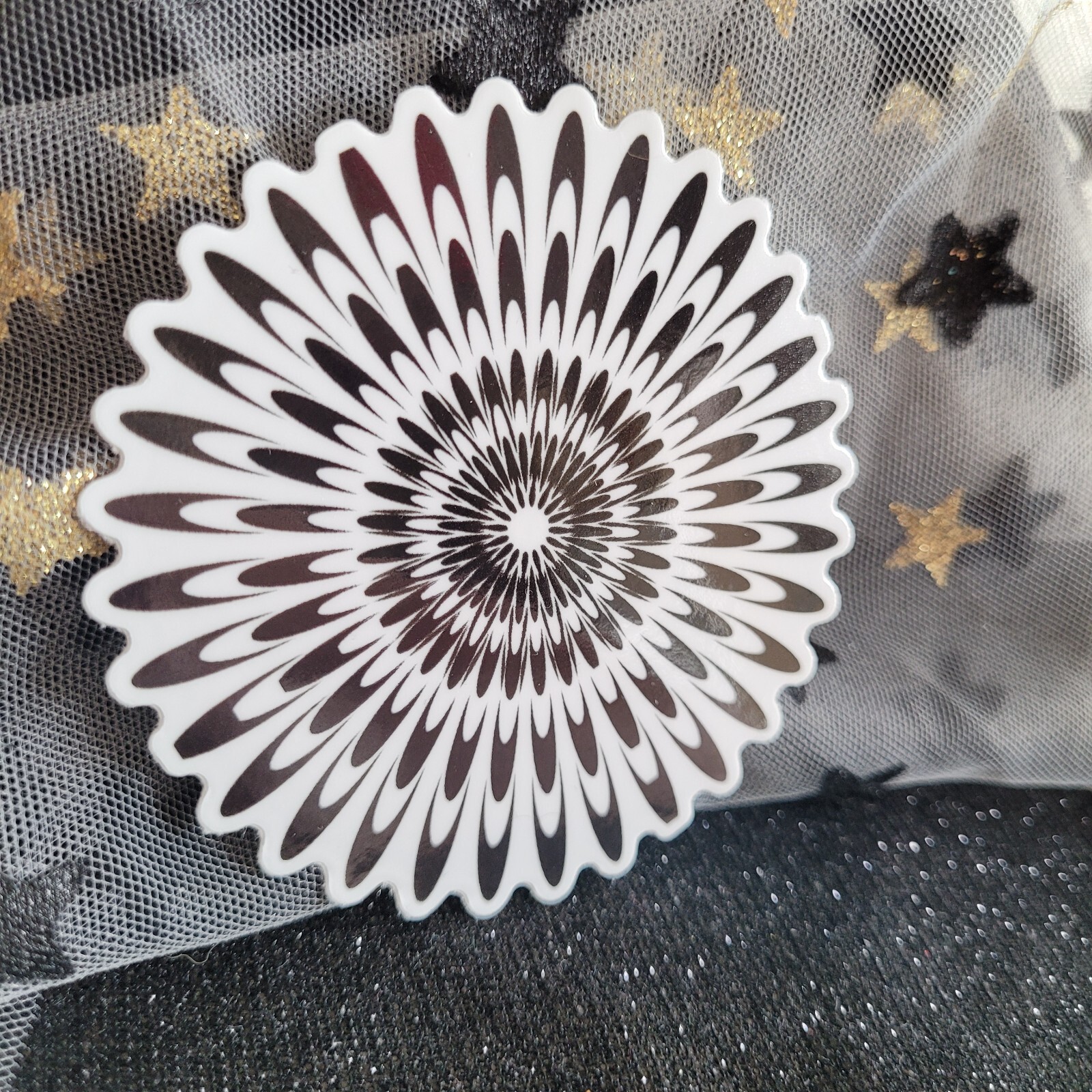 BWC007-Flower Shaped Black White Sticker | Monochromatic | Psychedelic Flowers