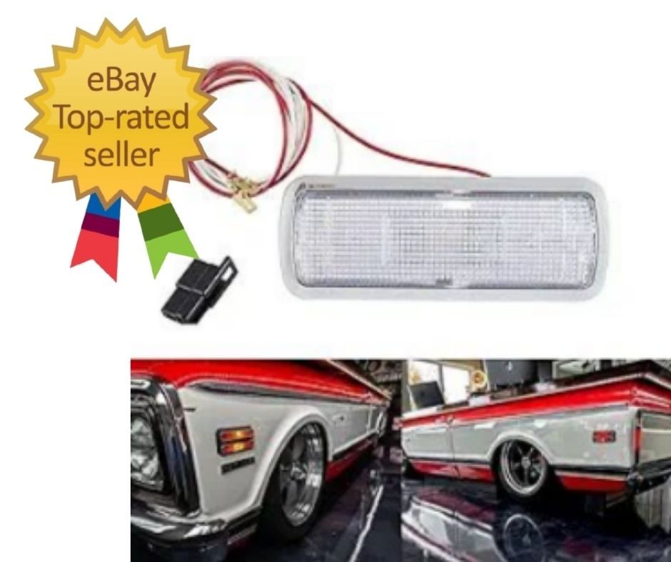Chrome Interior Dome Lamp Inside Cab Light Clear Lens Compatible with 1960-1972