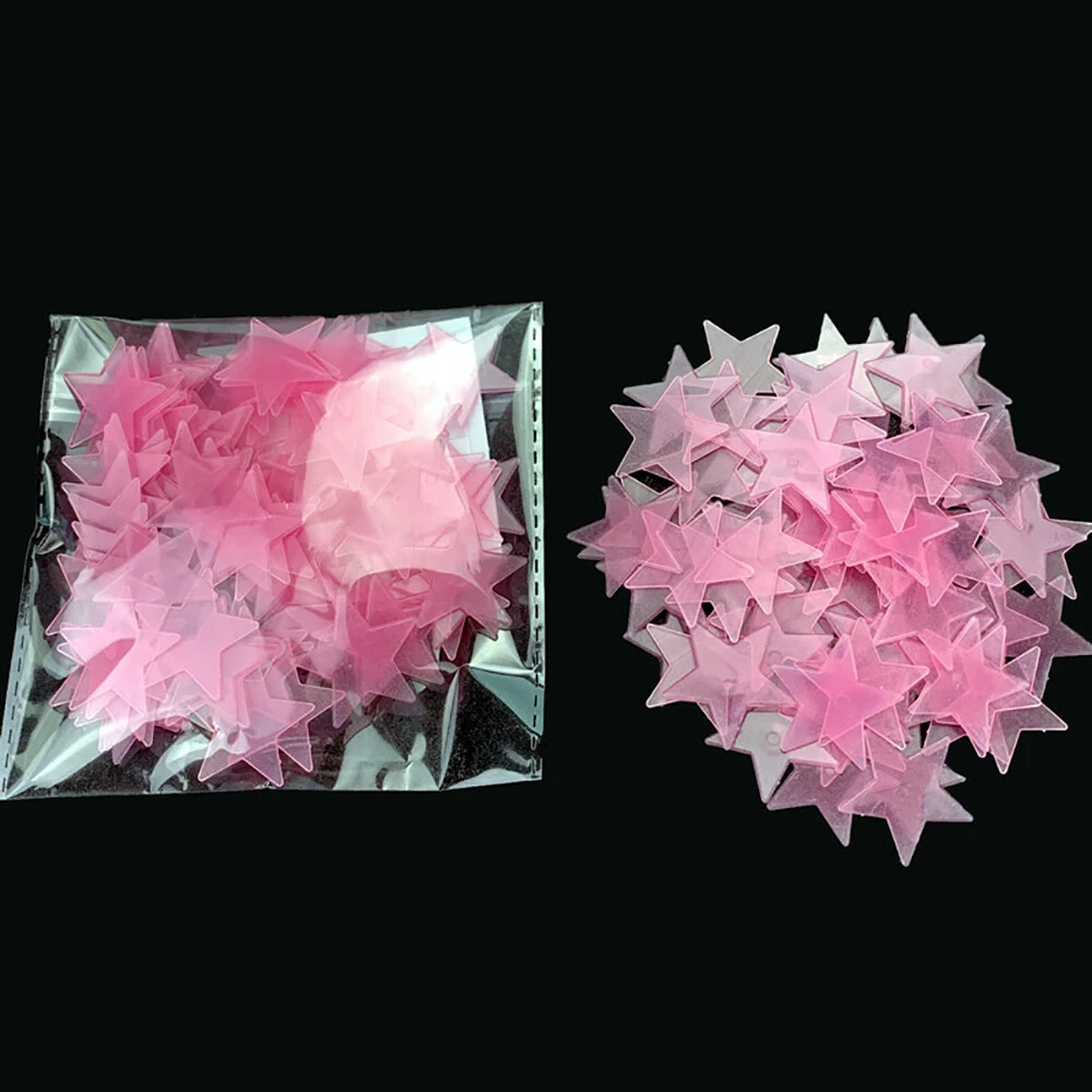 3/50/100Pcs Fluorescent Glow the Dark 3D Stars Moon Wall Stickers Kids Baby Room