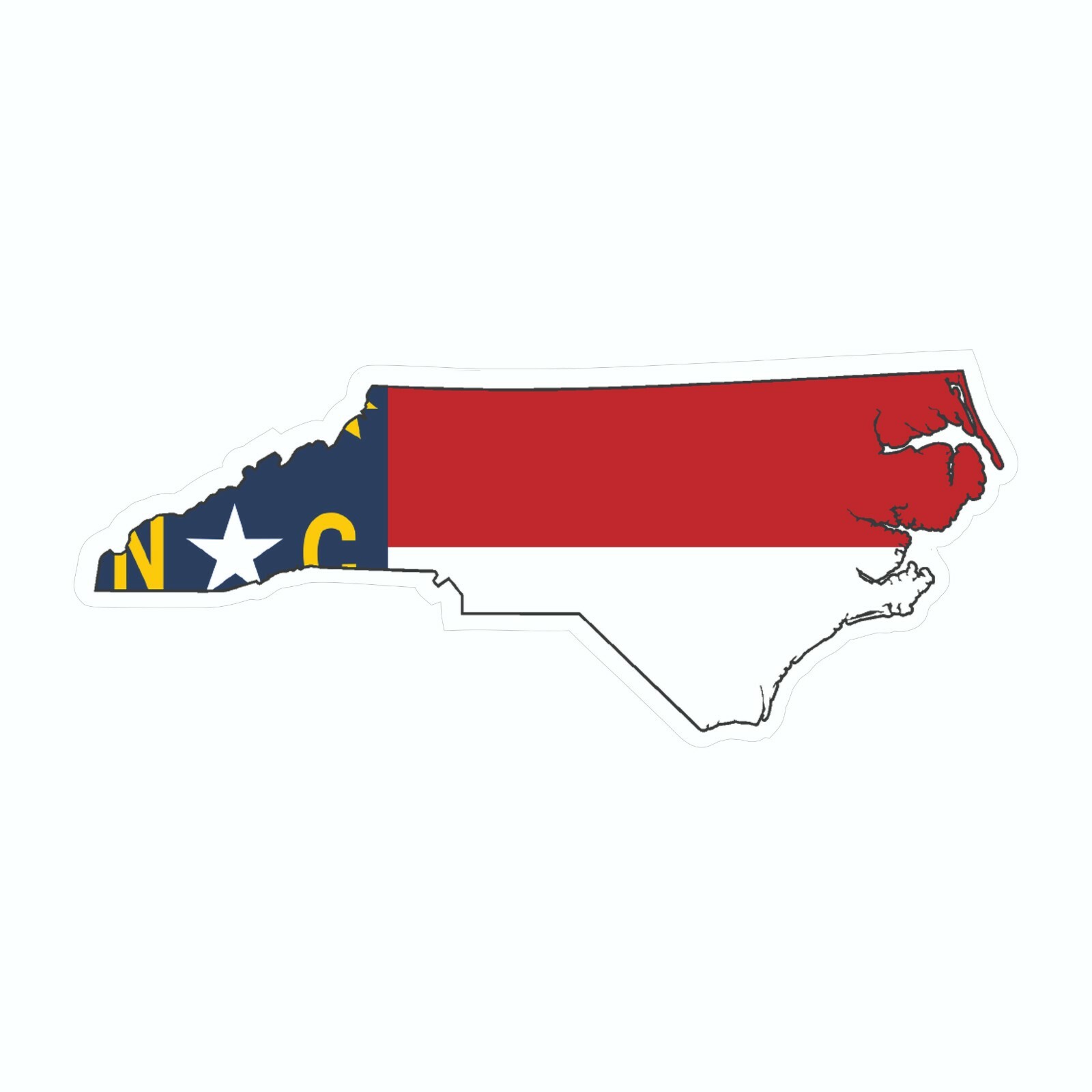 North Carolina State Map Outline with Flag Sticker, Decal, Vacation Sticker