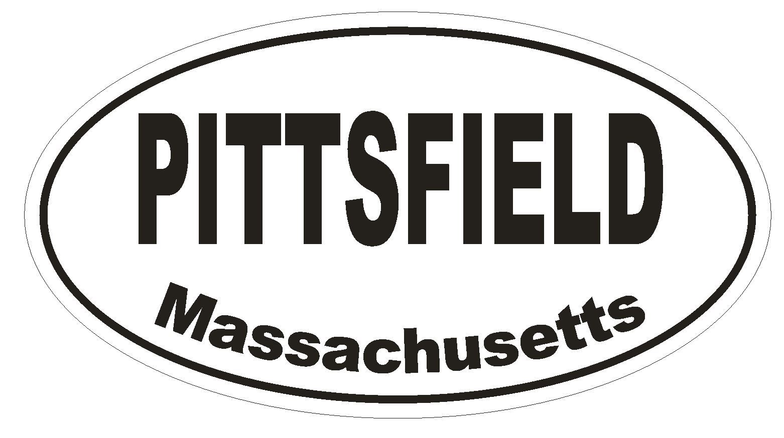 Pittsfield Massachusetts Oval Bumper Sticker or Helmet Sticker D1448 Euro Oval
