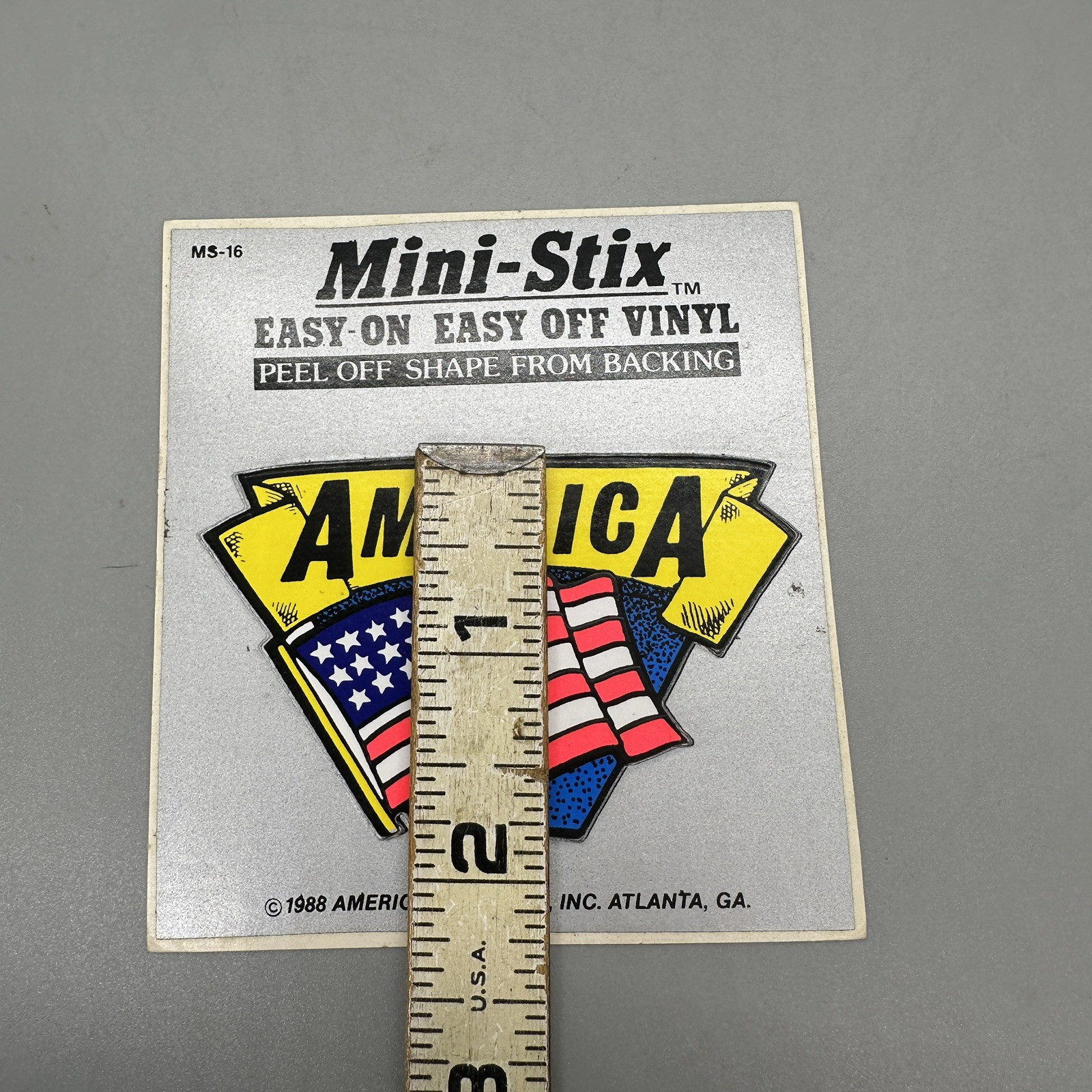 1988 Vintage "America" US Flag – Black Light Retro Vinyl Sticker Cut-Out